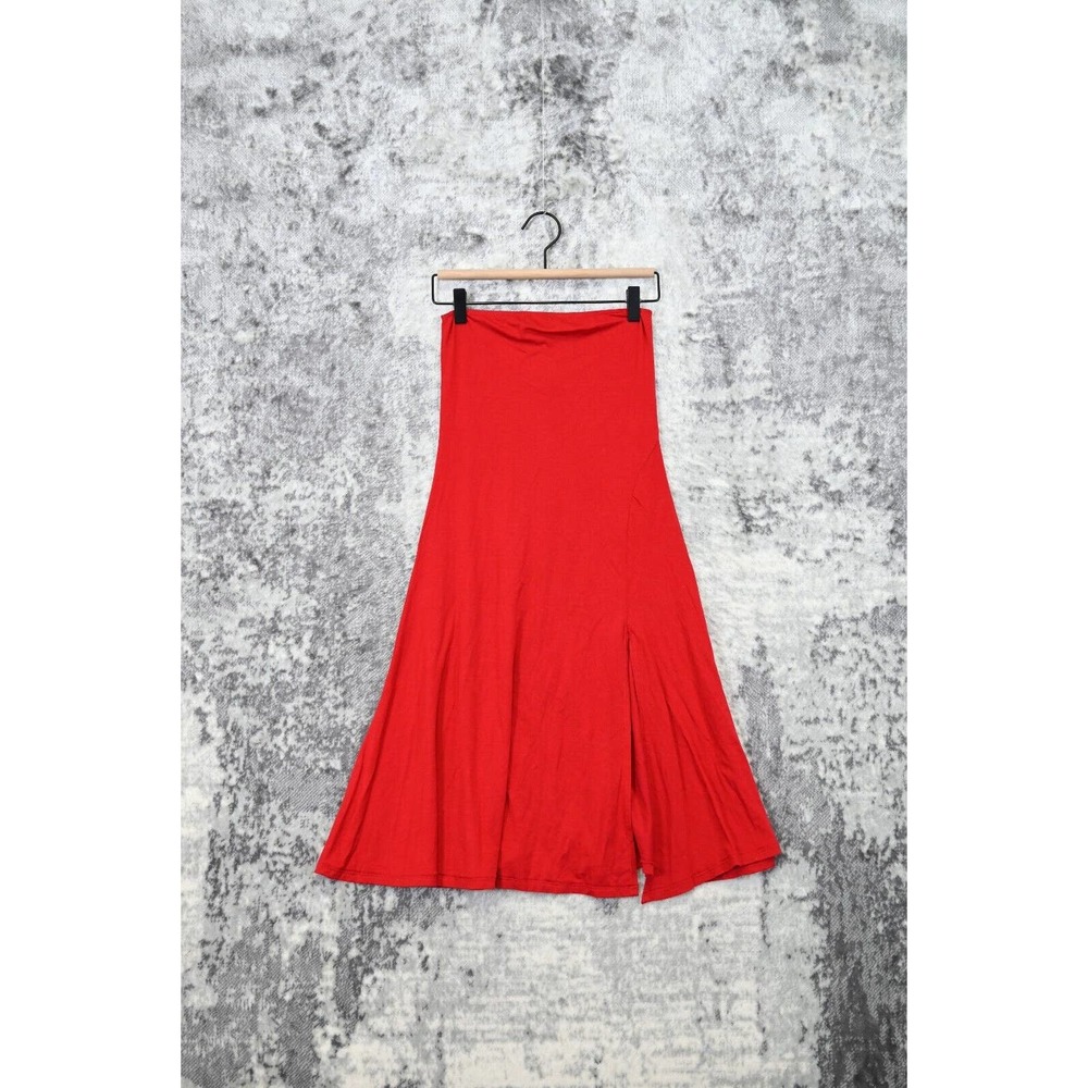Reformation Red Jersey Stretch Knit Pull on Midi / Maxi Skirt